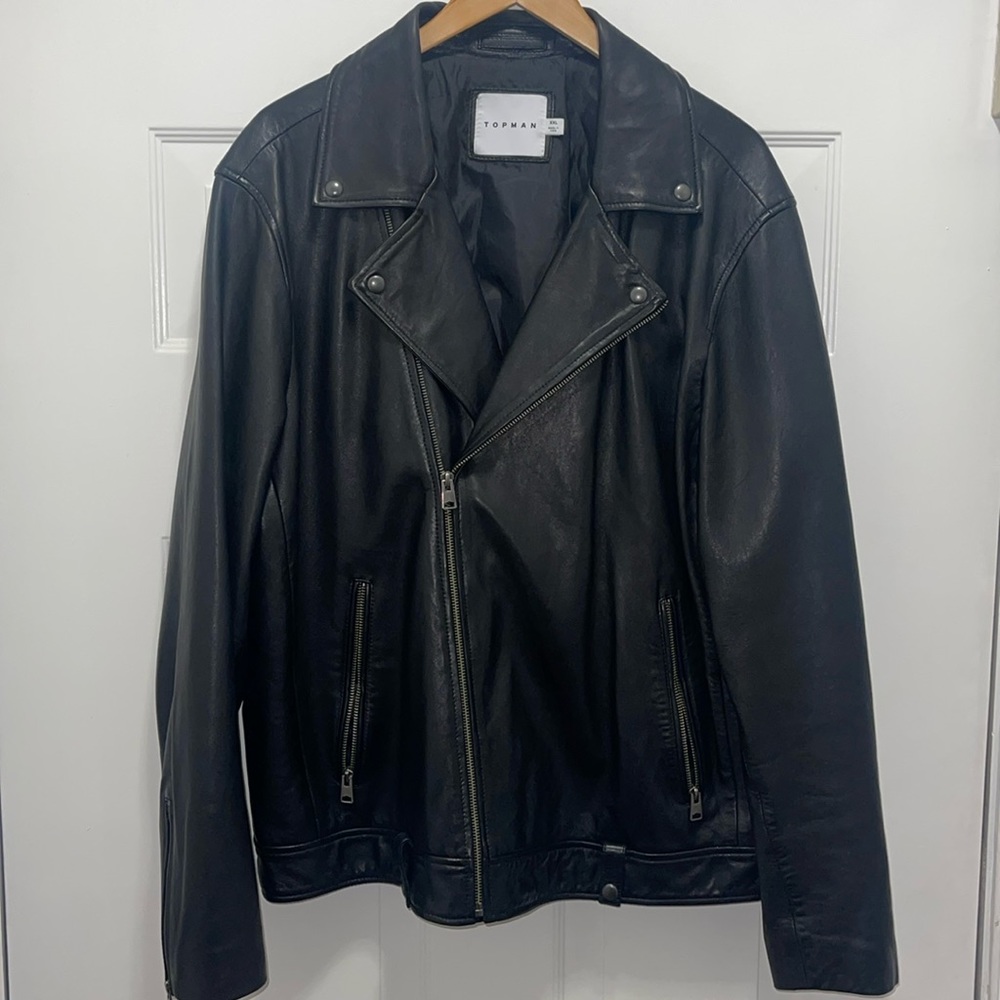 Topman Ray Leather Biker Jacket